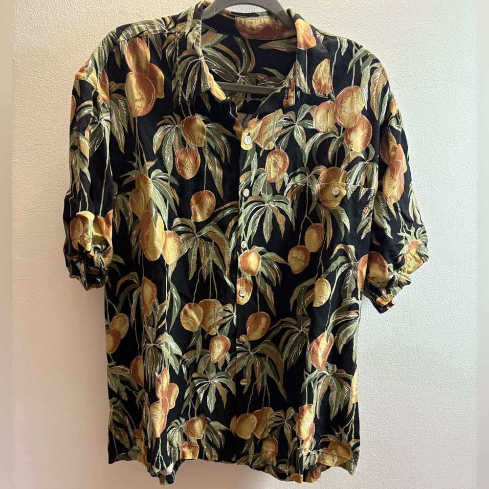 Black Tropical Fruit Hawaiian Shirt XL